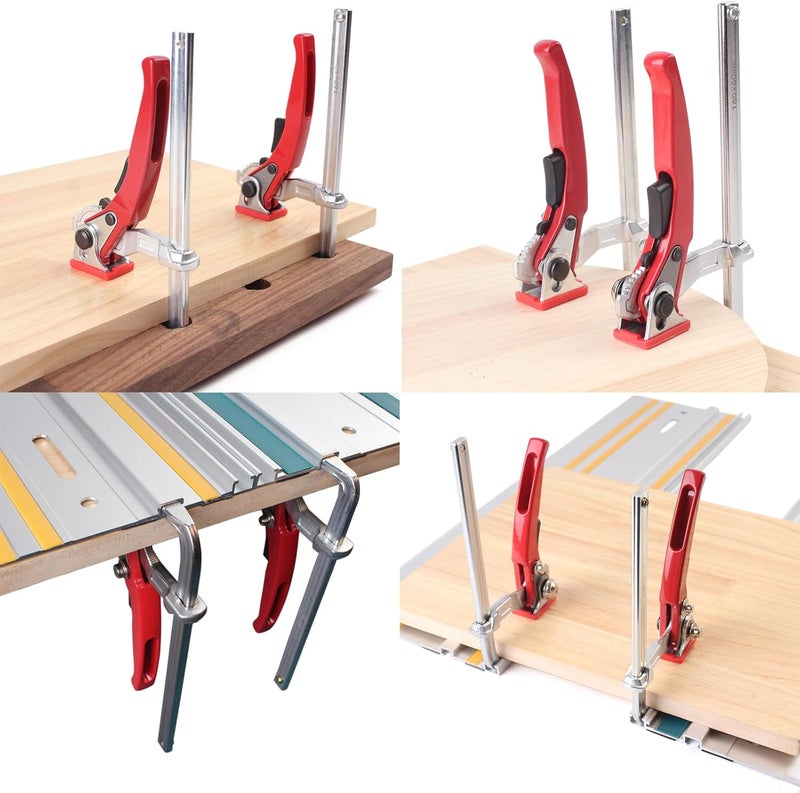 KETIPED 2 Pack Ratcheting Table Clamp, Quick Saw Track Clamps, Ratchet Guide Rail Quick Bar Clamp for MFT Table and Guide Rail System,F-Clamps with 0~6" Clamping Range,MG-040RD - Image 5